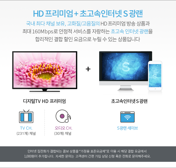 HD �����̾� + �ʰ������ͳ� S ���� | ���� �ִ� ä�� ����,  ��ȭ��/�������� HD �����̾� ��� ��ǰ�� �ִ� 160Mbps�� ������ ���񽺸� �ڶ��ϴ� �ʰ��� ���ͳ� ���ͳ� ������ �ո����� ���� ���� ������� ���� �� �ִ� ��ǰ�Դϴ�